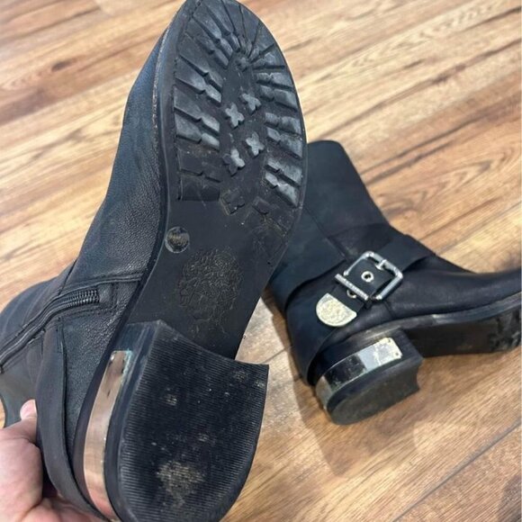 VINCE CAMUTO black leather moto boots. “Wellsley boots” size 9. - Picture 8 of 11
